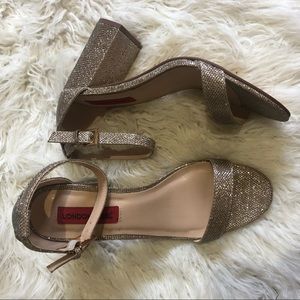 Gold Glitter Block Heel